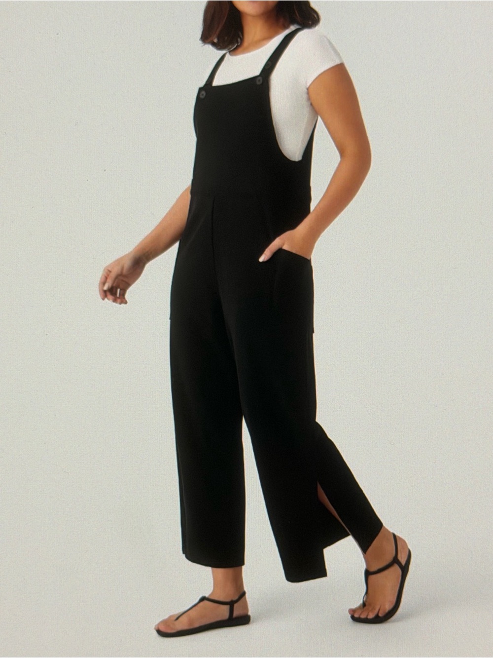 Halara - Pocket Wide Leg Casual Overalls - Front and Back Wearable